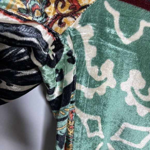 SFIZIO Pants Womens 2 Patchwork Velvet Trousers Pull-On Straight Wide Leg ITALY - Picture 13 of 13